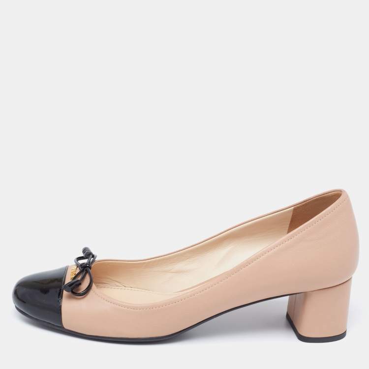 Prada block best sale heel pumps