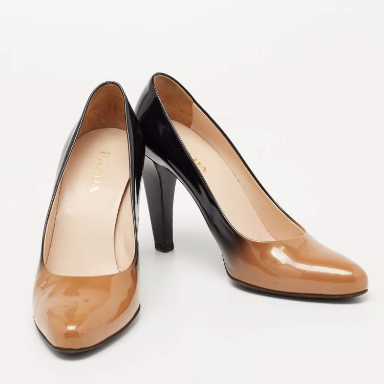 Pre Owned Prada Two-Tone Ombre Patent Leather Pumps Size 37