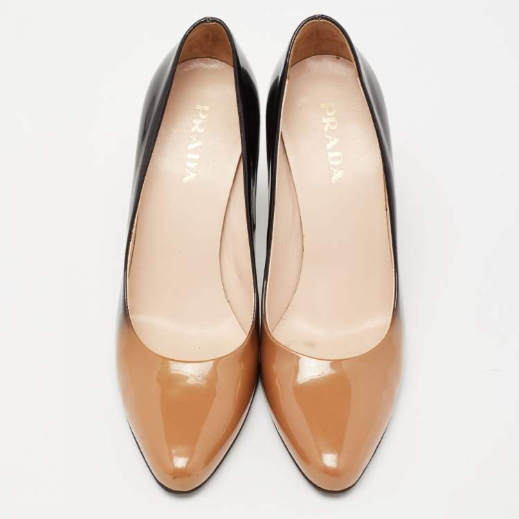 Pre Owned Prada Two-Tone Ombre Patent Leather Pumps Size 37