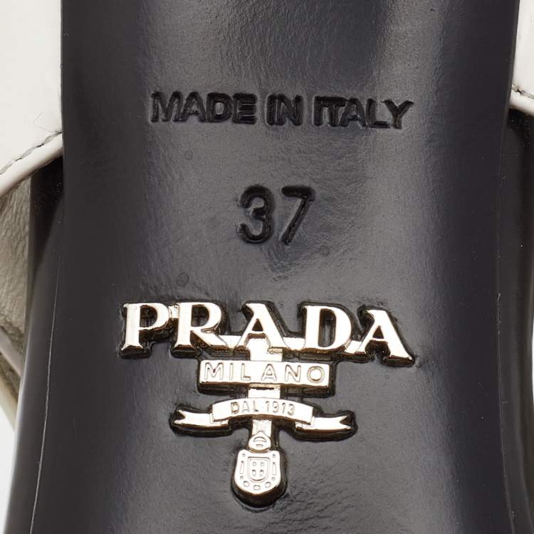 Pre Owned Prada Multicolor Leather Slingback 65 Kitten Heel Sandals Size 37