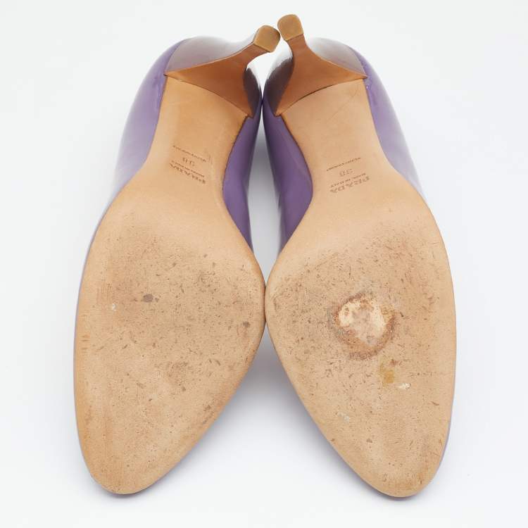 Pre Owned Prada Lilac Patent Leather Pumps Size 38
