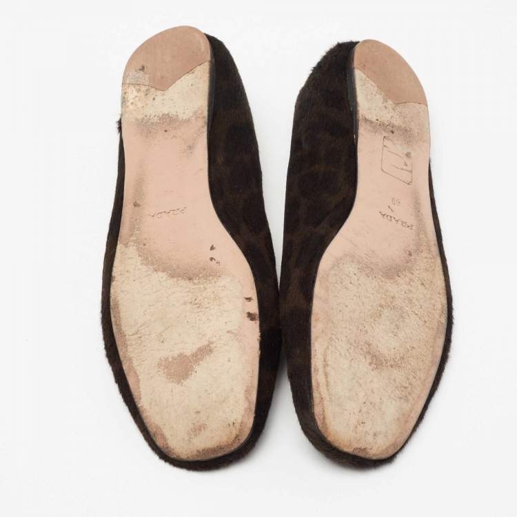 Pre Owned Prada Dark Brown/Black Calf Hair Smoking Slippers Size 40