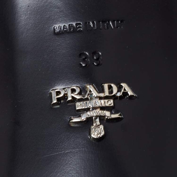 Pre Owned Prada Multicolor Satin and Feather Trim Slingback Sandals Size 39