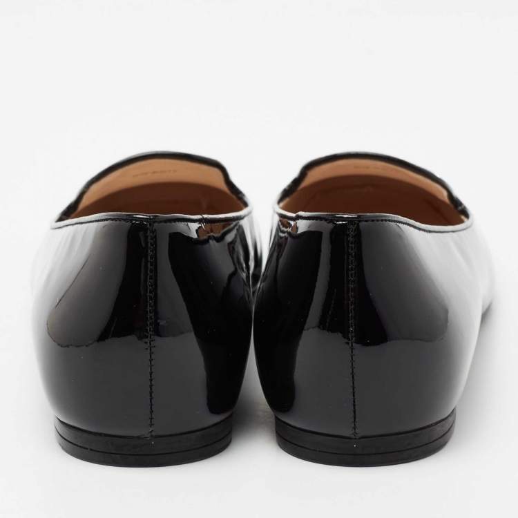Pre Owned Prada Black Patent Leather Slip On Smoking Slippers Size 39