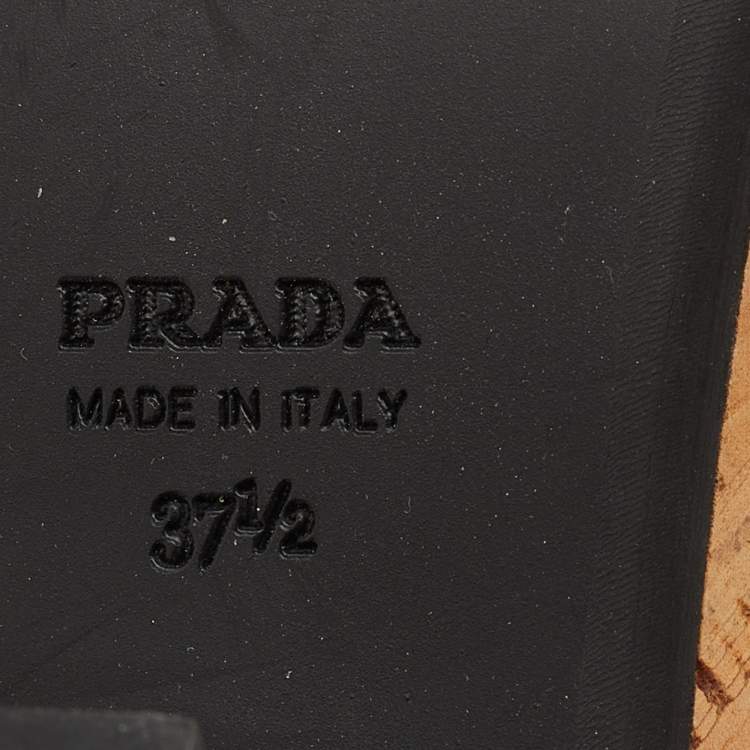 Pre Owned Prada Multicolor Suede Flower Applique Ankle Strap Platform Sandals Size 37.5