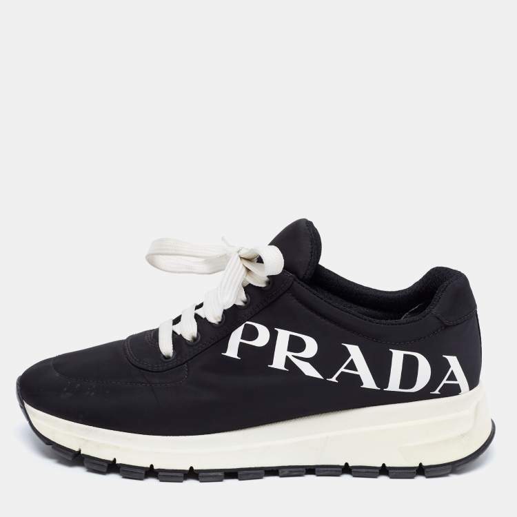 Prada Black/White Nylon Lace Up Sneakers Size 39 Prada | TLC