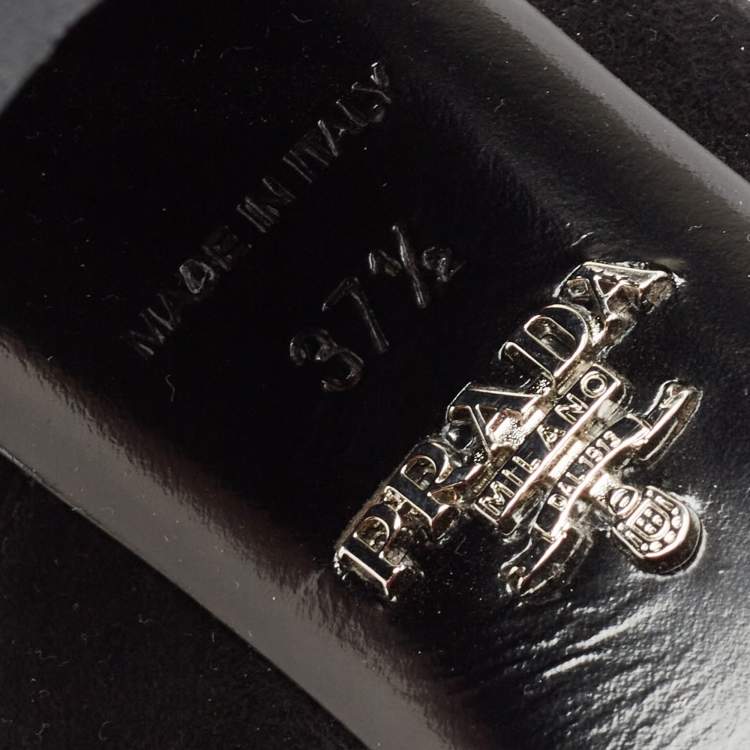 Pre Owned Prada Black Suede  Block Heel Mule Sandals Size 37.5