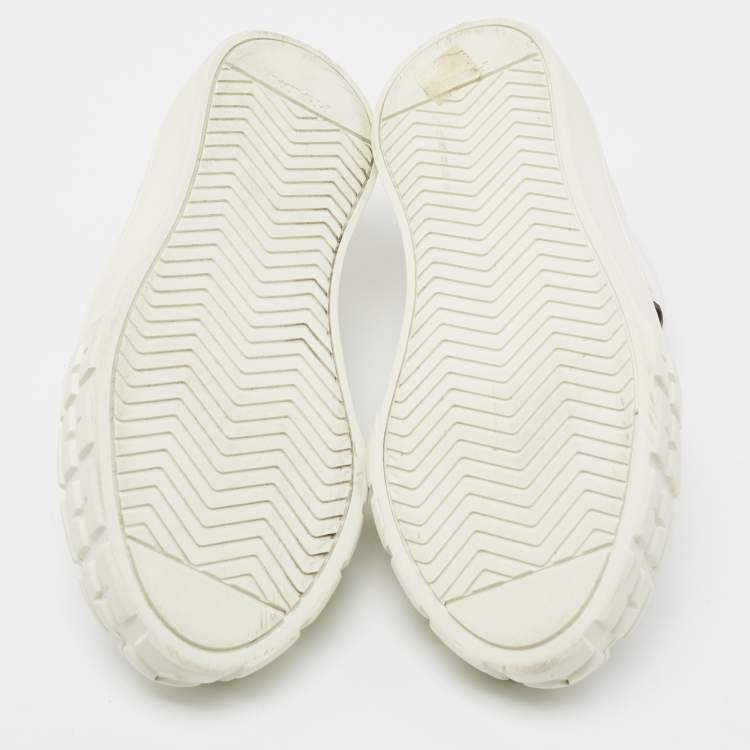 Pre Owned Prada White Canvas Cassetta Lace Up Sneakers Size 38