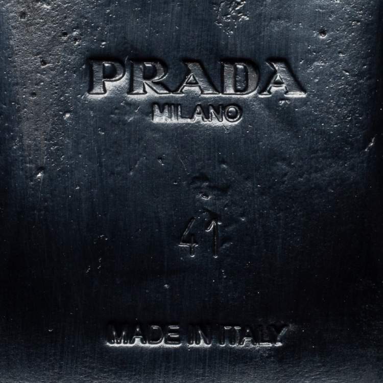 Pre Owned Prada Blue/Pink Fabric Stripe Printed And Polka Dot Bow Detail Slide Sandals Size 41