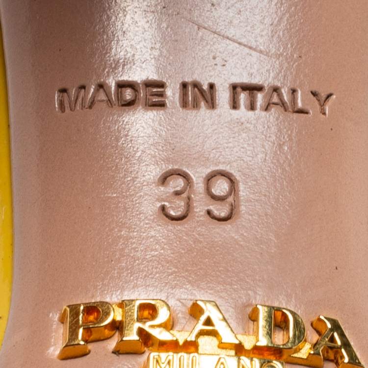 Pre Owned Prada Multicolor Patent Leather Bow Slide Sandals Size 39