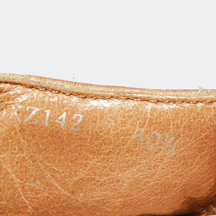 Pre Owned Prada Beige Leather Cork Platform Wedge Slide Sandals Size 40.5
