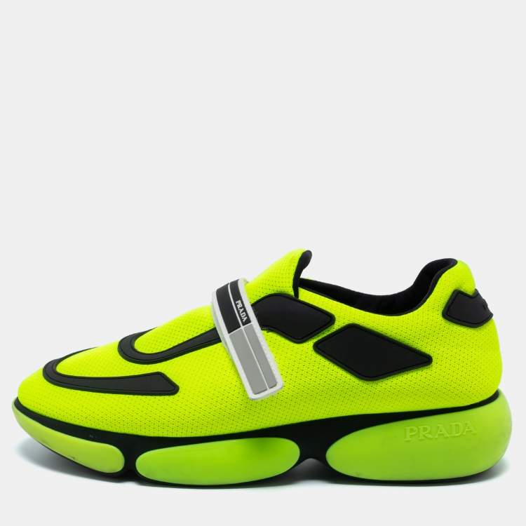 Prada Neon Green/Black Mesh Cloudbust Low Top Sneakers Size 40 Prada | TLC
