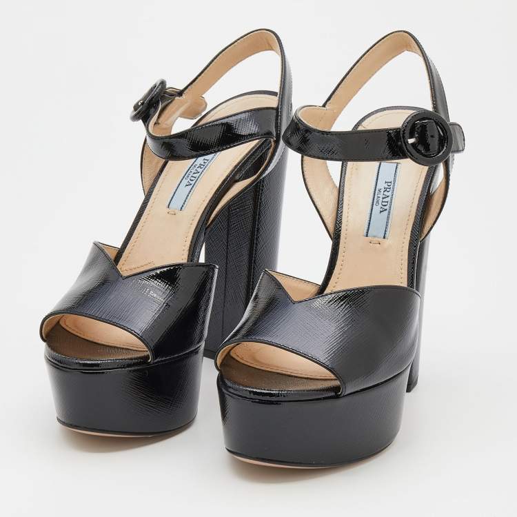 Prada patent leather platform cheap sandals