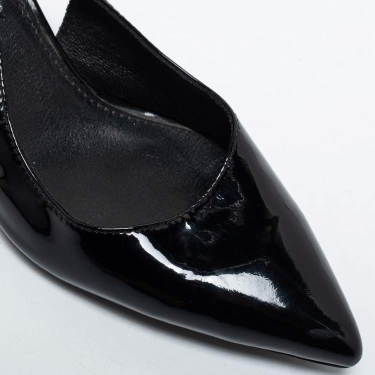 Pre Owned Prada Black Patent Leather Pointed Toe Slingback Pumps Size 40