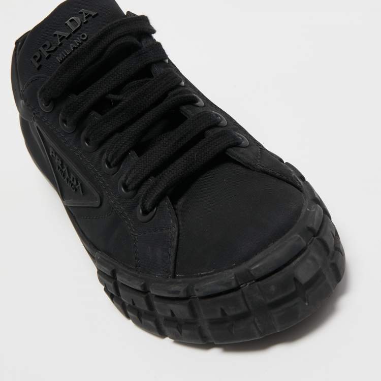Pre Owned Prada Black Nylon Lug Sole Platform Low Top Sneakers Size 38