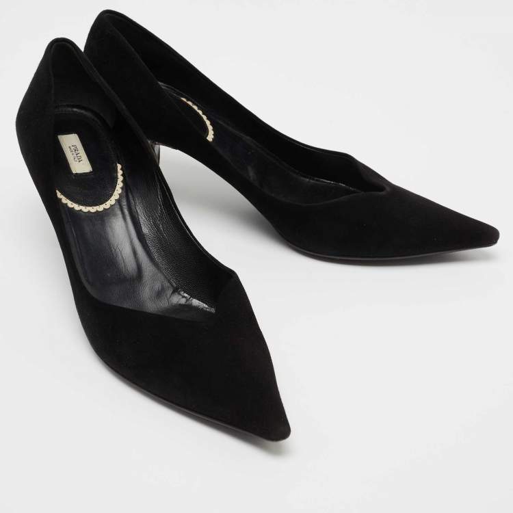 Pre Owned Prada Black Suede Pointed Toe Pumps Size 41