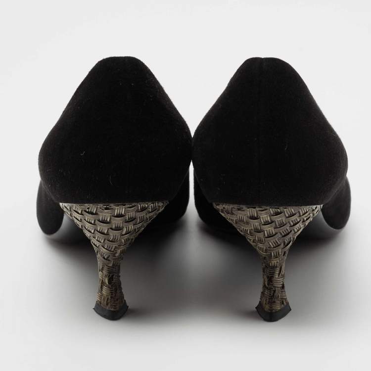 Pre Owned Prada Black Suede Pointed Toe Pumps Size 41