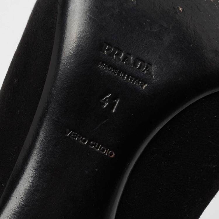 Pre Owned Prada Black Suede Pointed Toe Pumps Size 41