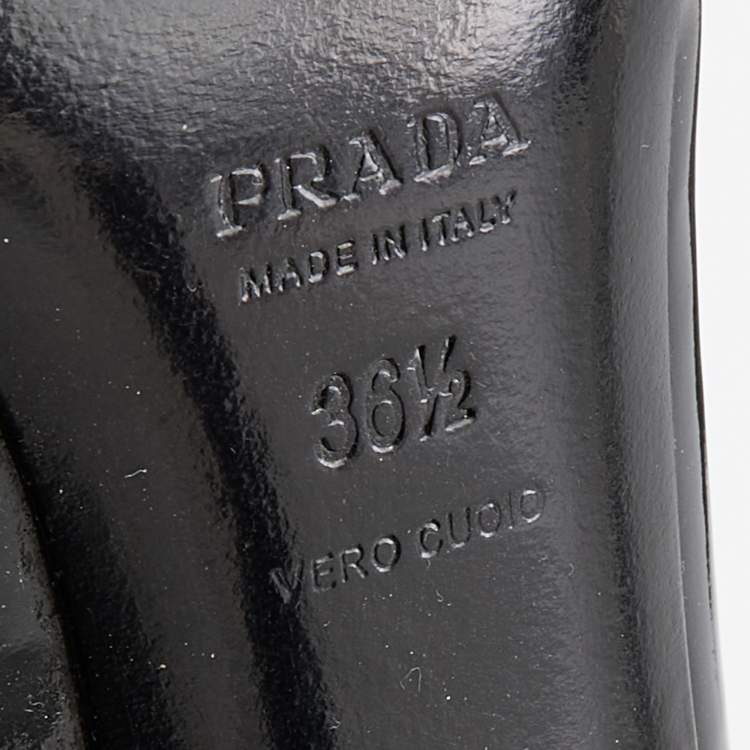 Pre Owned Prada Black Patent Leather Cap Toe Pumps Size 36.5