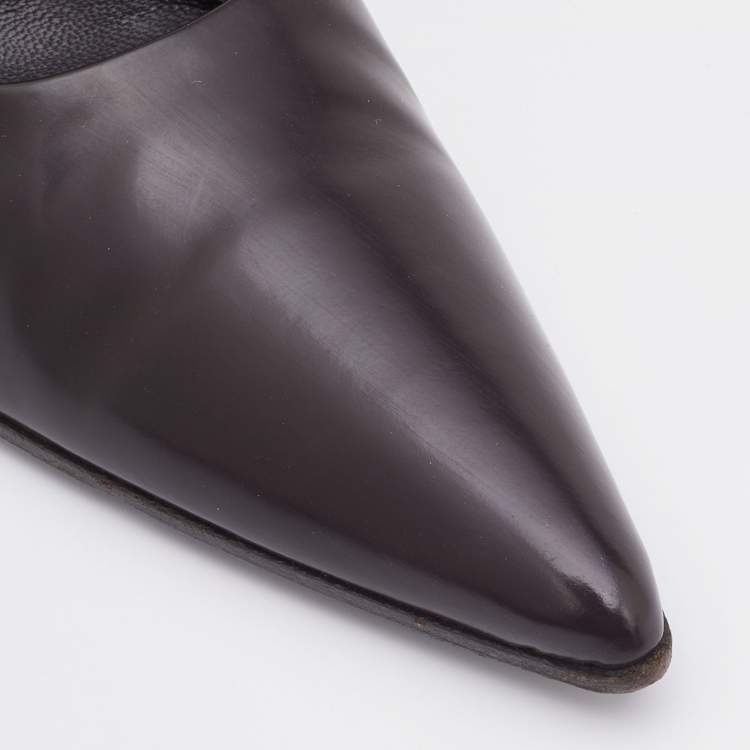 مملوكة مسبقًا Prada Dark Brown Leather Pointed Toe Pumps Size 37