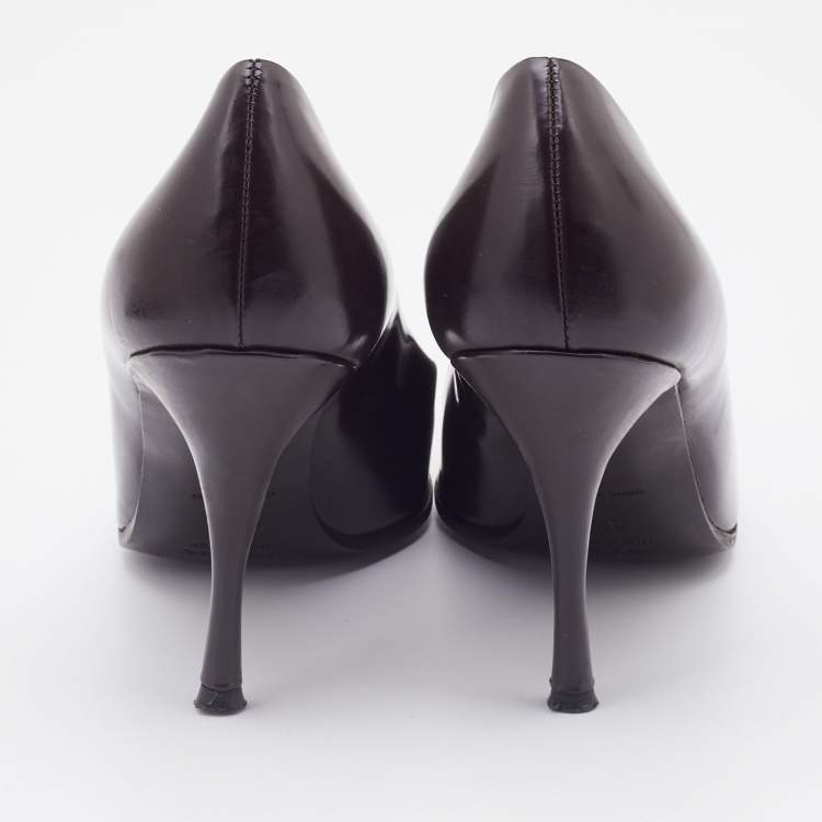 مملوكة مسبقًا Prada Dark Brown Leather Pointed Toe Pumps Size 37