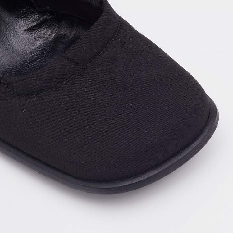 Pre Owned Prada Black Fabric Square Toe Block Heel Mary Jane Pumps Size 35