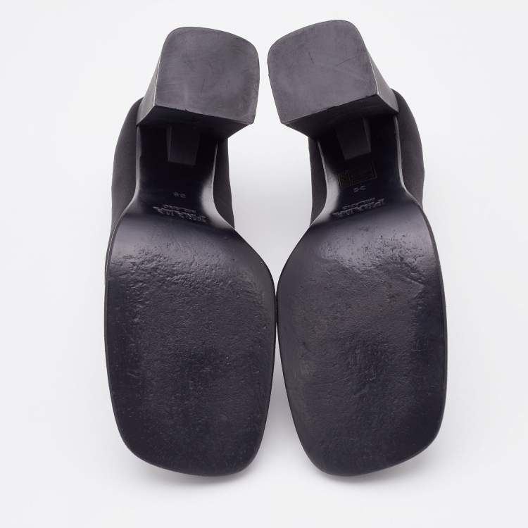 Pre Owned Prada Black Fabric Square Toe Block Heel Mary Jane Pumps Size 35