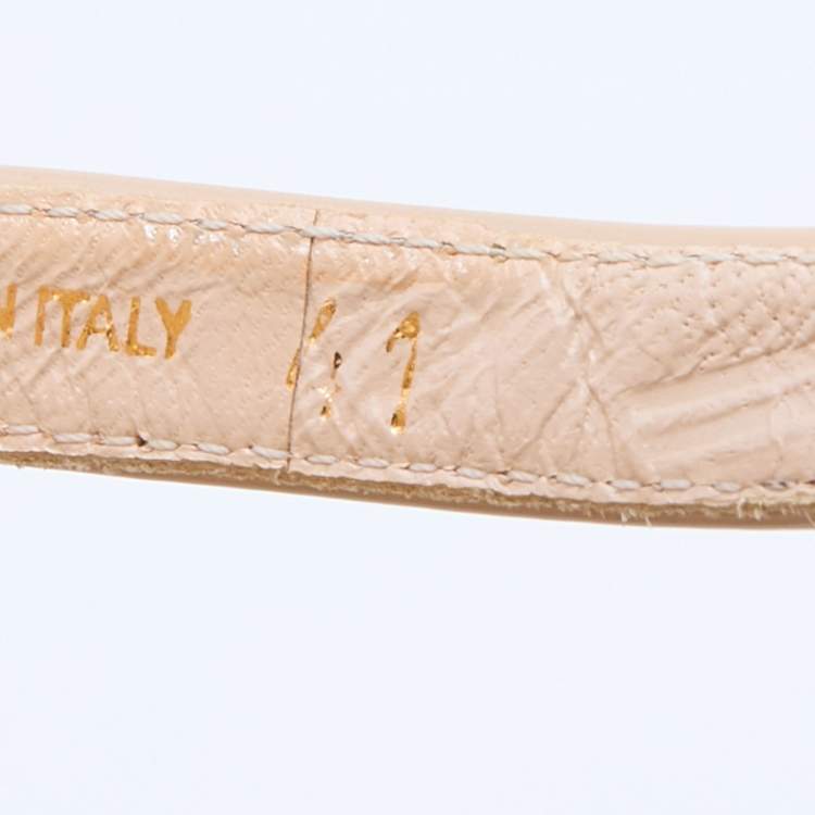 Pre Owned Prada Beige Patent Leather Espadrille Platform Wedge Ankle Strap Sandals Size 41