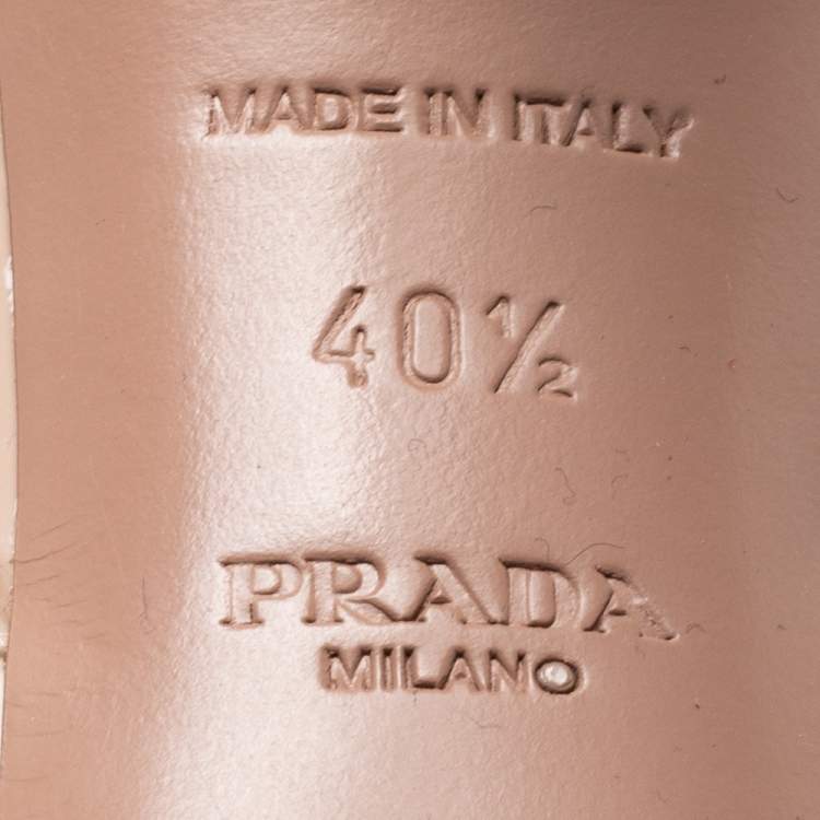 Pre Owned Prada Beige Patent Leather Slingback Platform Pumps Size 40.5