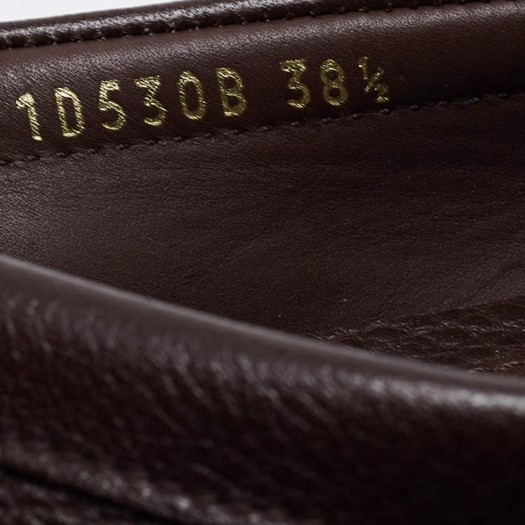 Pre Owned Prada Dark Brown Leather Loafers Size 38.5