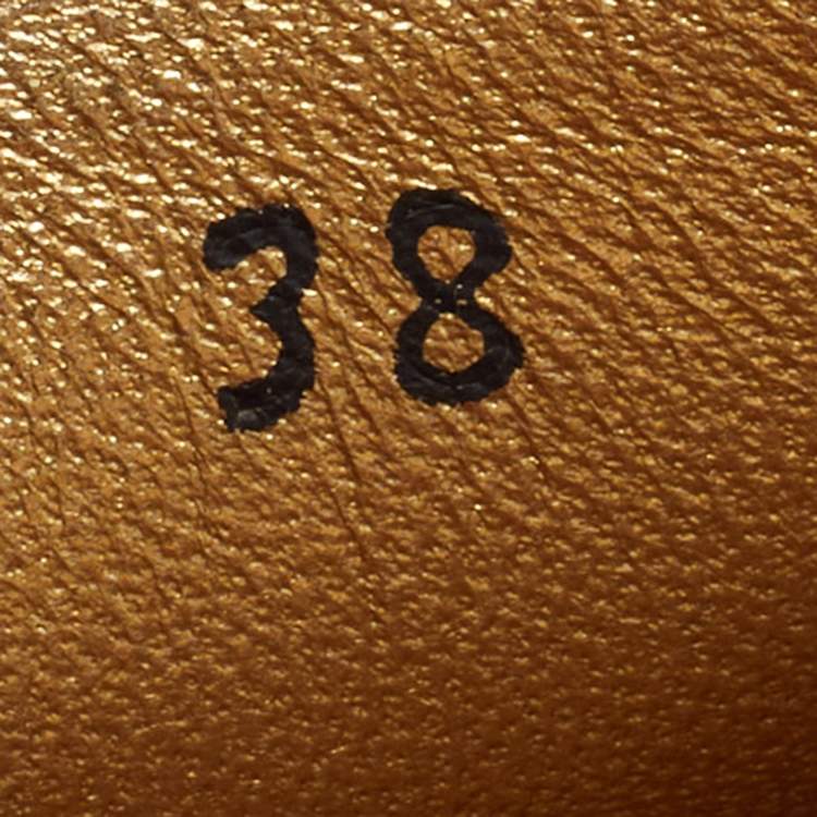 Pre Owned Prada Gold Leather Flat Slides Size 38