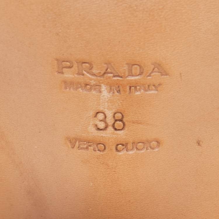 Pre Owned Prada Multicolour Croc Embossed Leather Ankle Strap Sandals Size 38