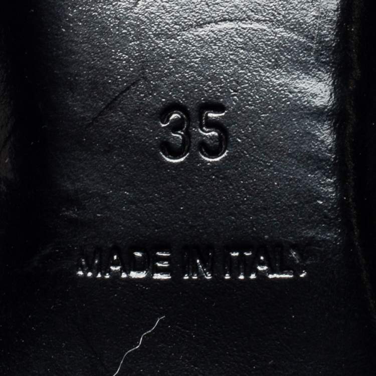 Pre Owned Prada Burgundy/Black Studded Leather Pointed Toe Ballet Flats Size 35