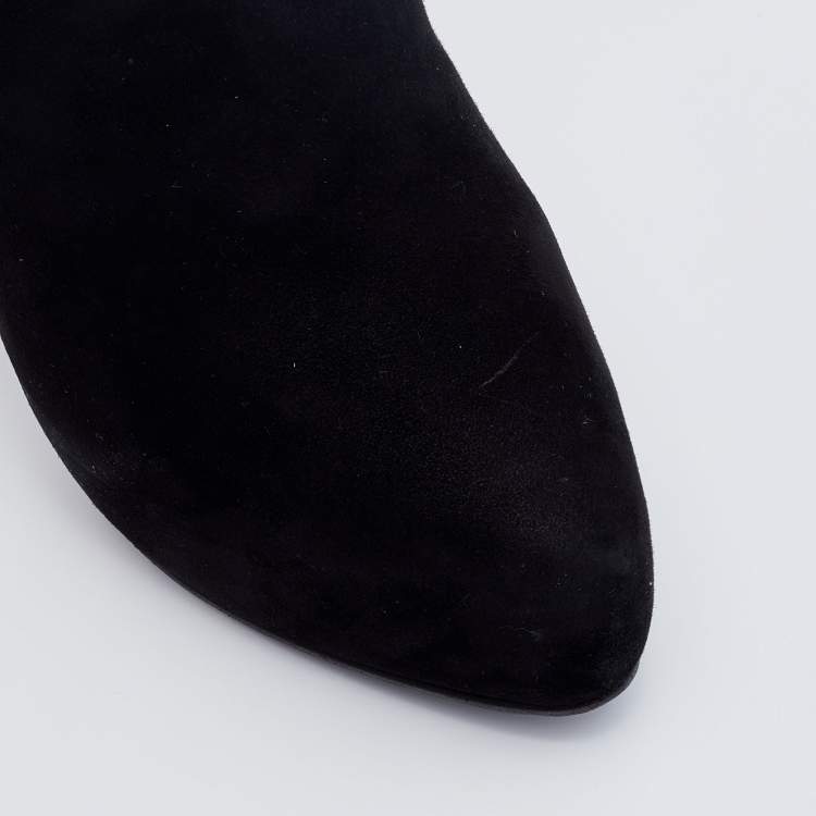 Pre Owned Prada Black Suede Platform Knee Length Boots Size 38