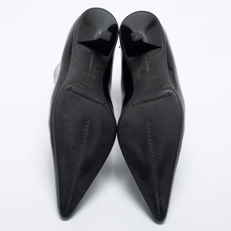 Pre Owned Prada Black Leather Ankle Length Boots Size 37.5