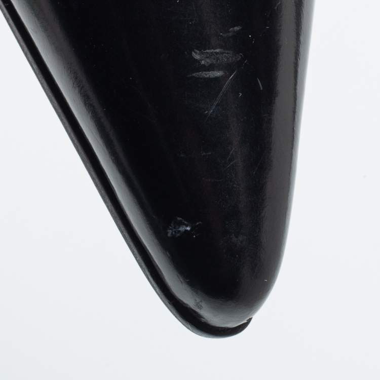 Pre Owned Prada Black Leather Ankle Length Boots Size 37.5