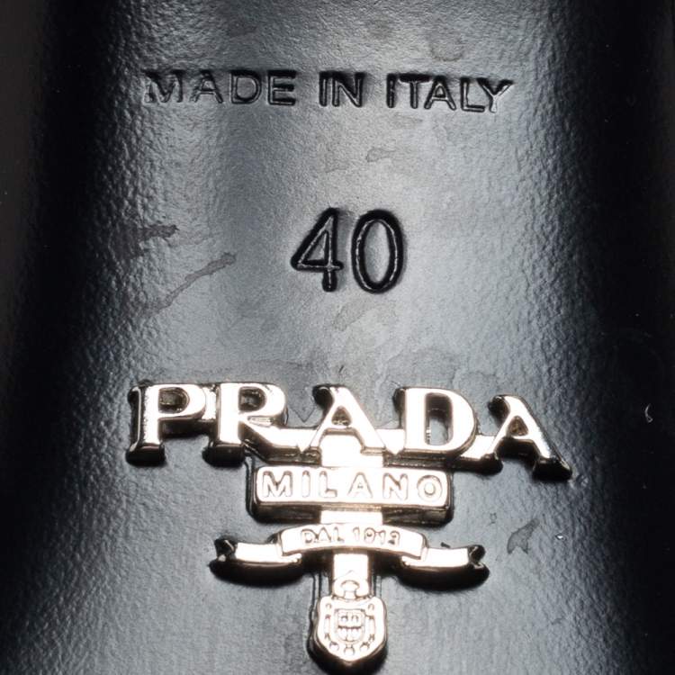 Pre Owned Prada Silver PVC and Patent Leather Logo Sandals Size 40