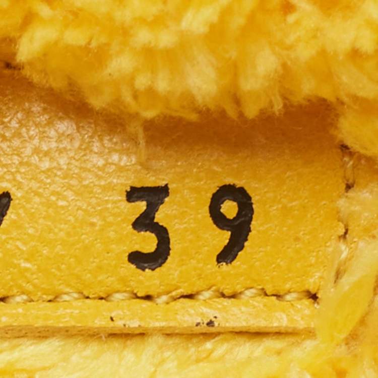 Pre Owned Prada Yellow Logo Terry Fabric Slides Size 39