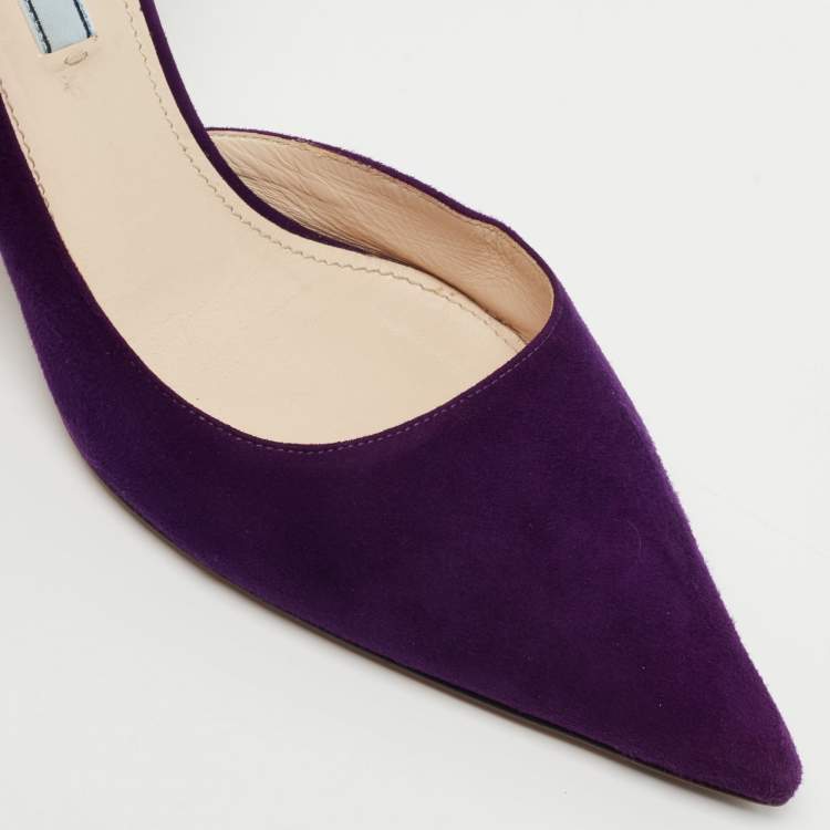Pre Owned Prada Purple Suede D'orsay Pumps Size 39