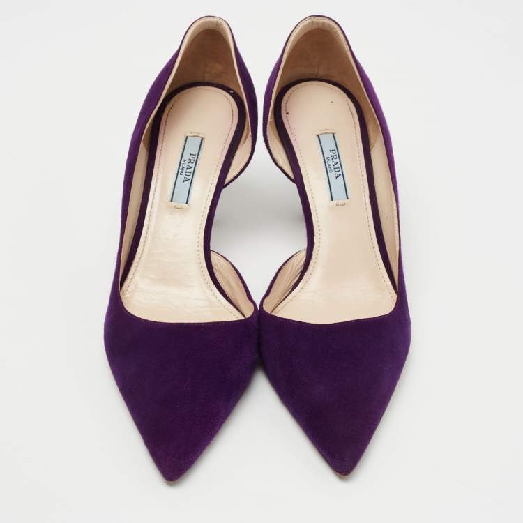 Pre Owned Prada Purple Suede D'orsay Pumps Size 39