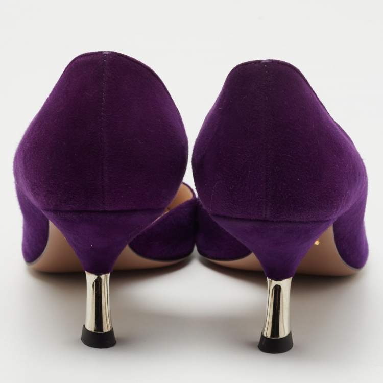 Pre Owned Prada Purple Suede D'orsay Pumps Size 39