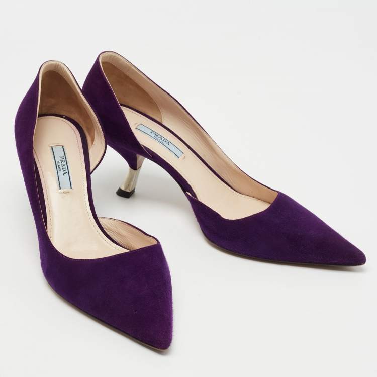 Pre Owned Prada Purple Suede D'orsay Pumps Size 39