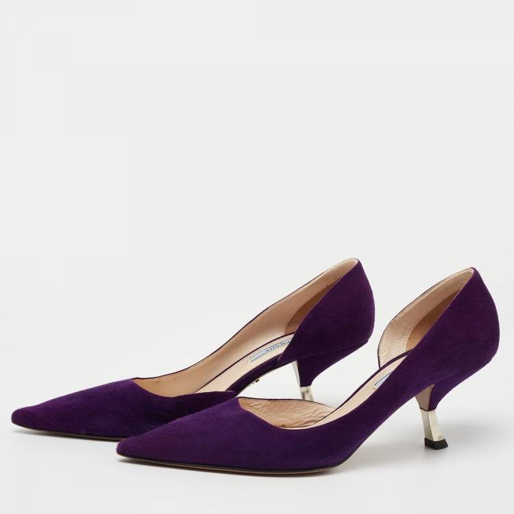 Pre Owned Prada Purple Suede D'orsay Pumps Size 39