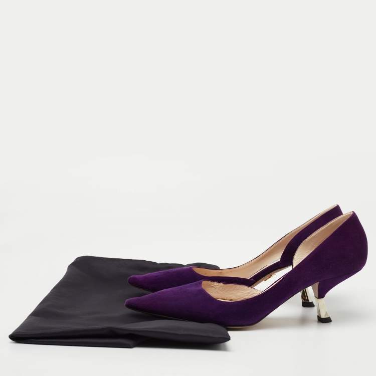 Pre Owned Prada Purple Suede D'orsay Pumps Size 39