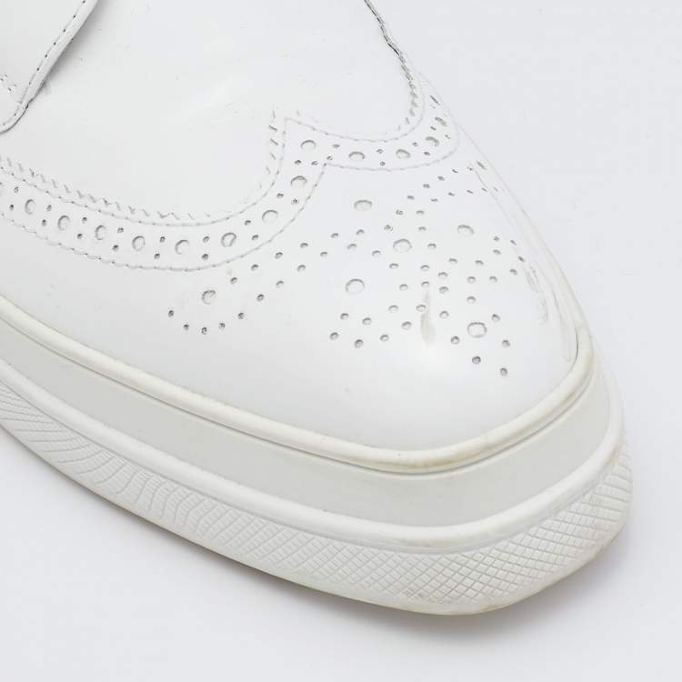 Pre Owned Prada White Brogue Leather Lace Up Derby Size 39
