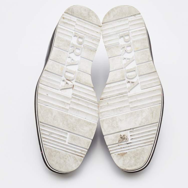 Pre Owned Prada Black Brogue Leather Platform Derby Sneakers Size 40