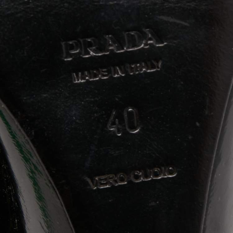 Pre Owned Prada Black Patent Leather Peep Toe Pumps Size 40