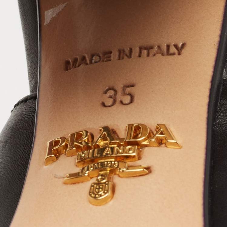 Pre Owned Prada Black Leather Open Toe Ankle Strap Sandals Size 35