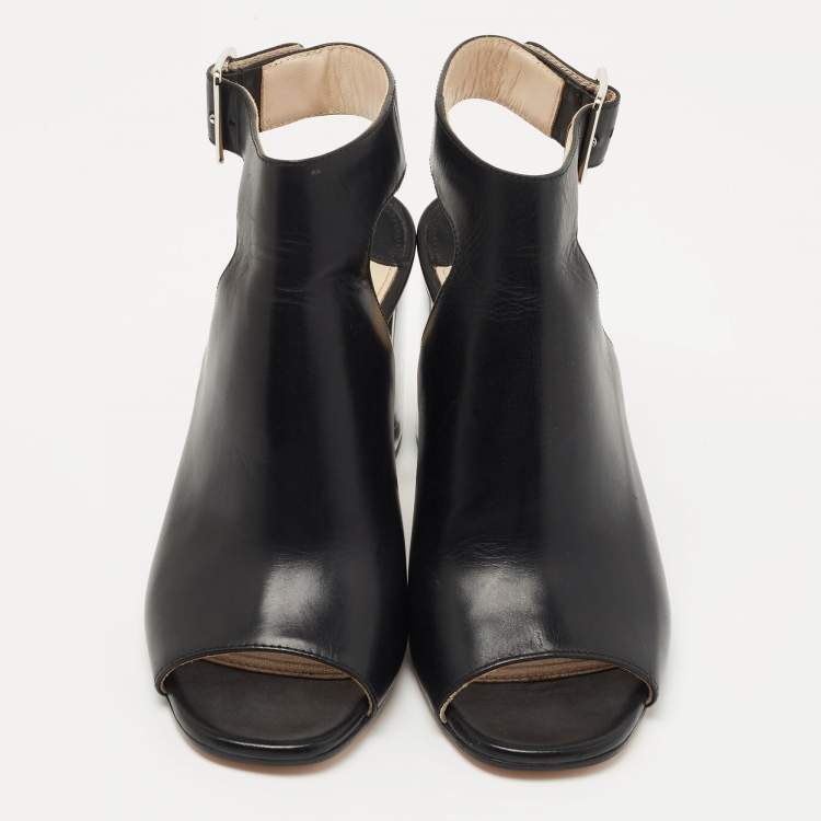 Pre Owned Prada Black Leather Open Toe Ankle Strap Sandals Size 35