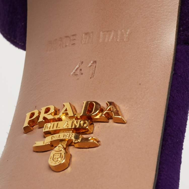 Pre Owned Prada Purple Suede Ankle Strap Sandals Size 41